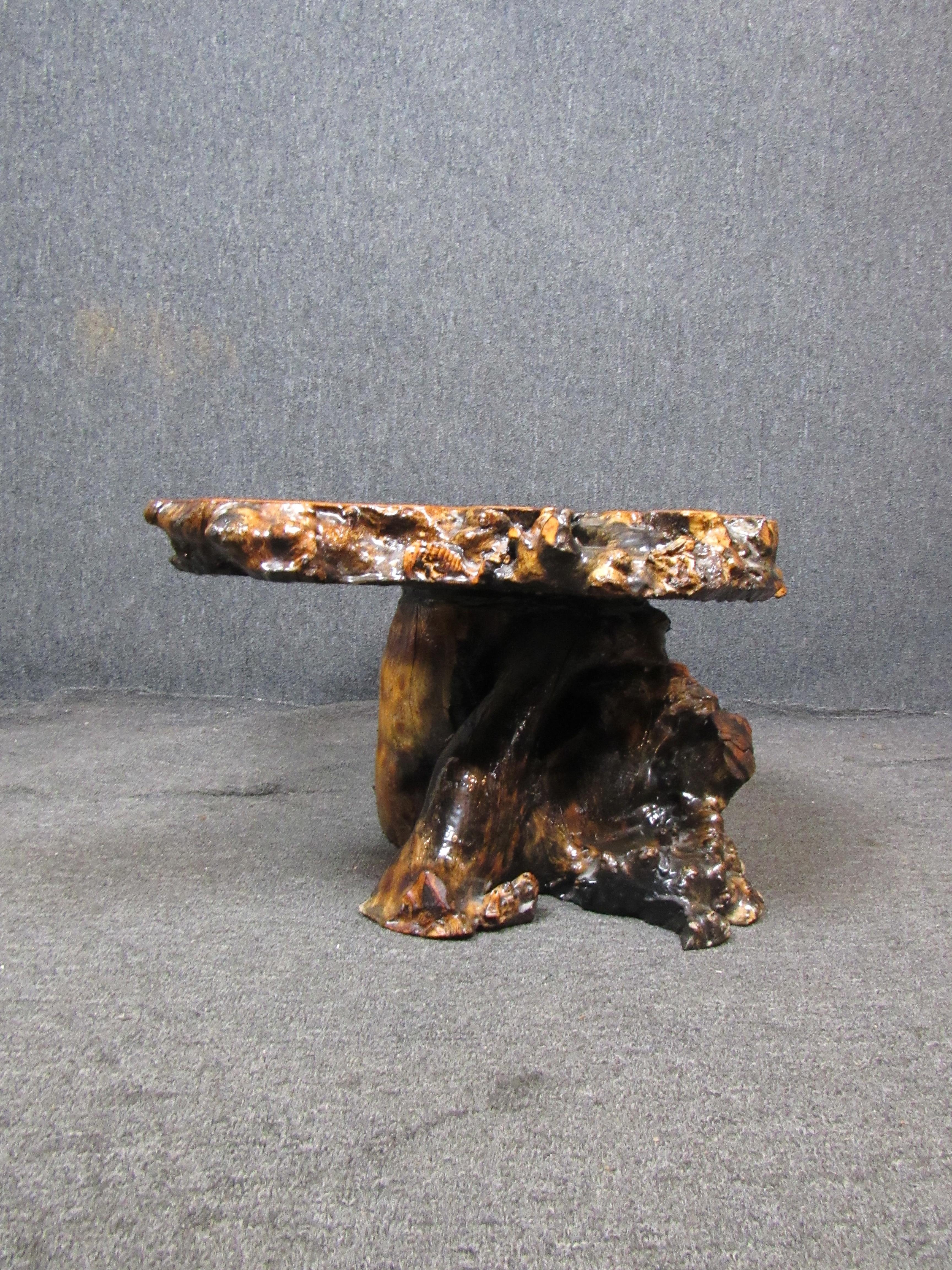 Unique Crystallized Live Edge Coffee Table In Good Condition In Brooklyn, NY