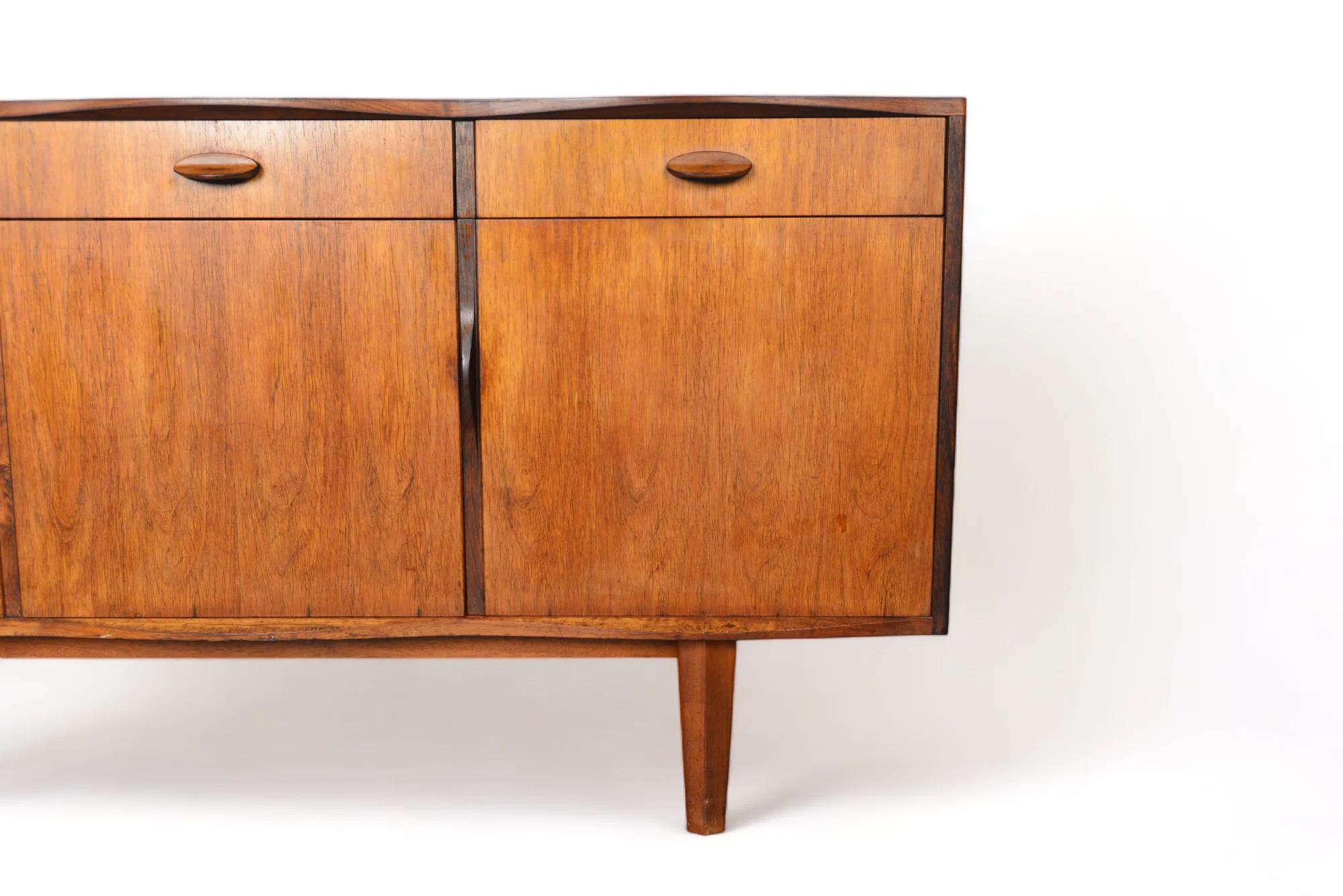 Mid-Century Modern Unique Curved Edge Mid Century Credenza In Rosewood For Sale