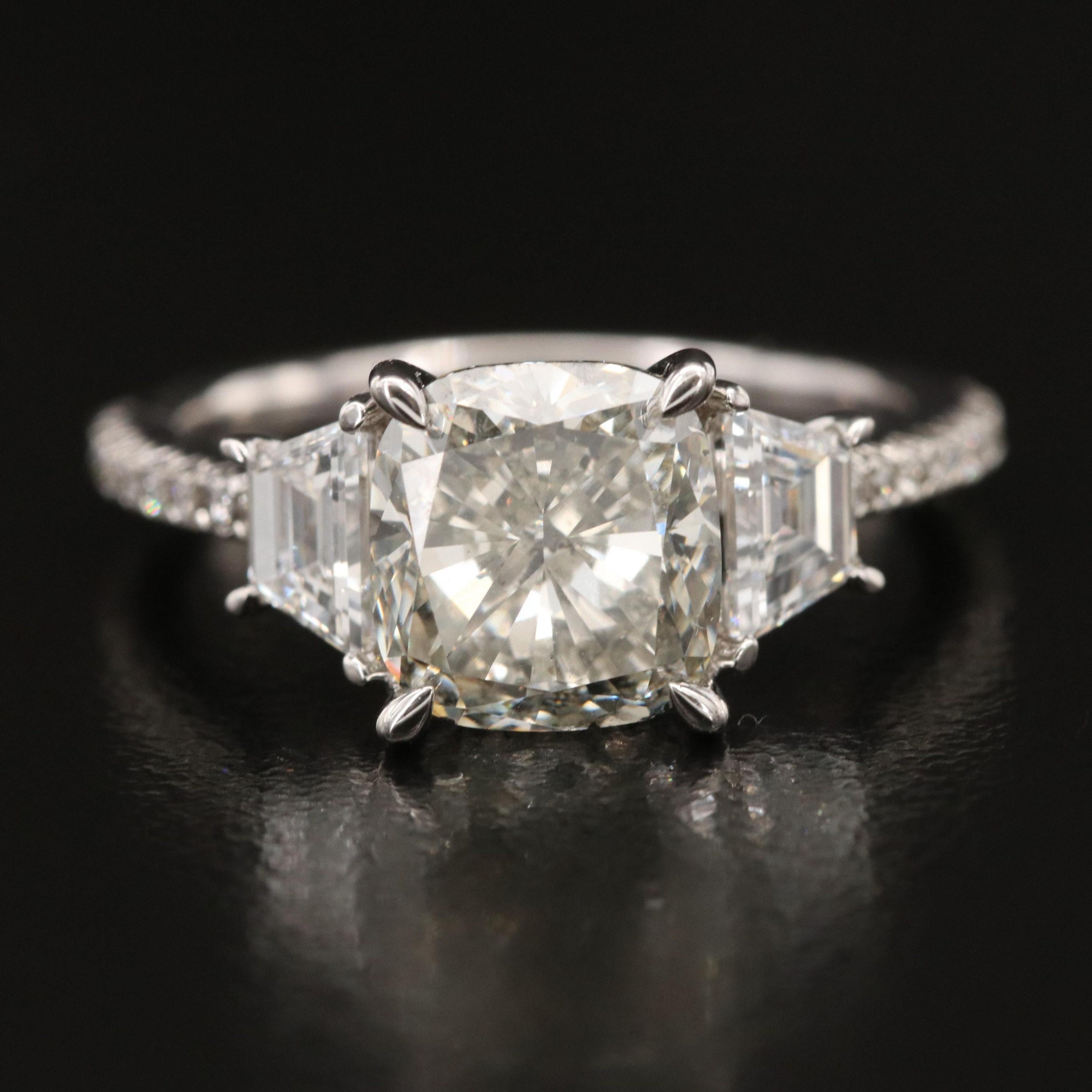 For Sale:  Art Deco 3 CT Certified Natural Diamond Engagement Ring in 18K Gold, Bridal Ring 5