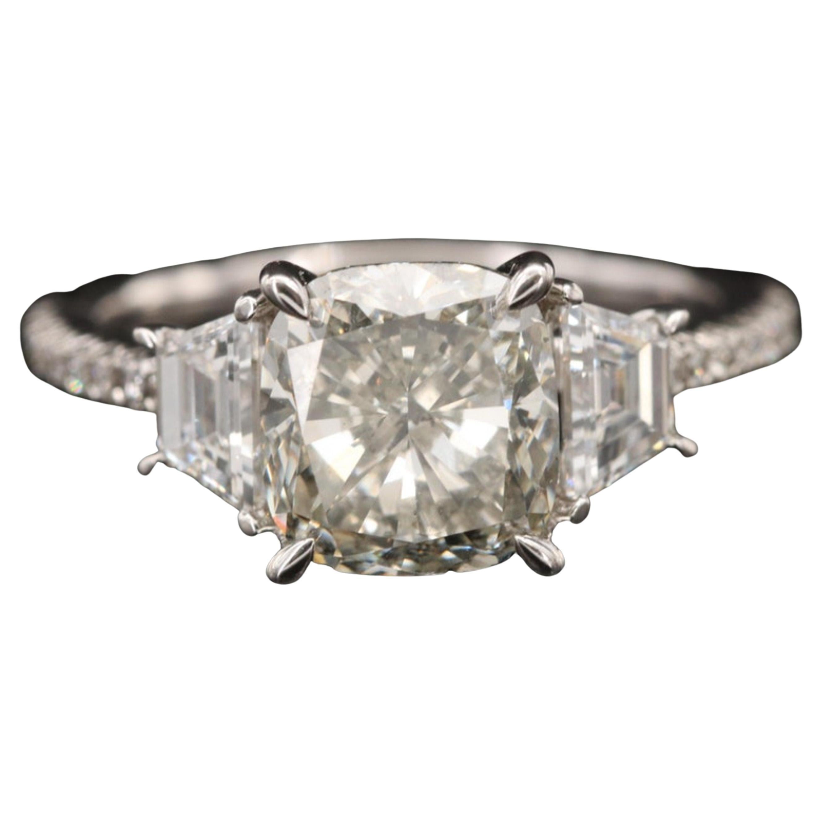 For Sale:  Art Deco 3 CT Certified Natural Diamond Engagement Ring in 18K Gold, Bridal Ring