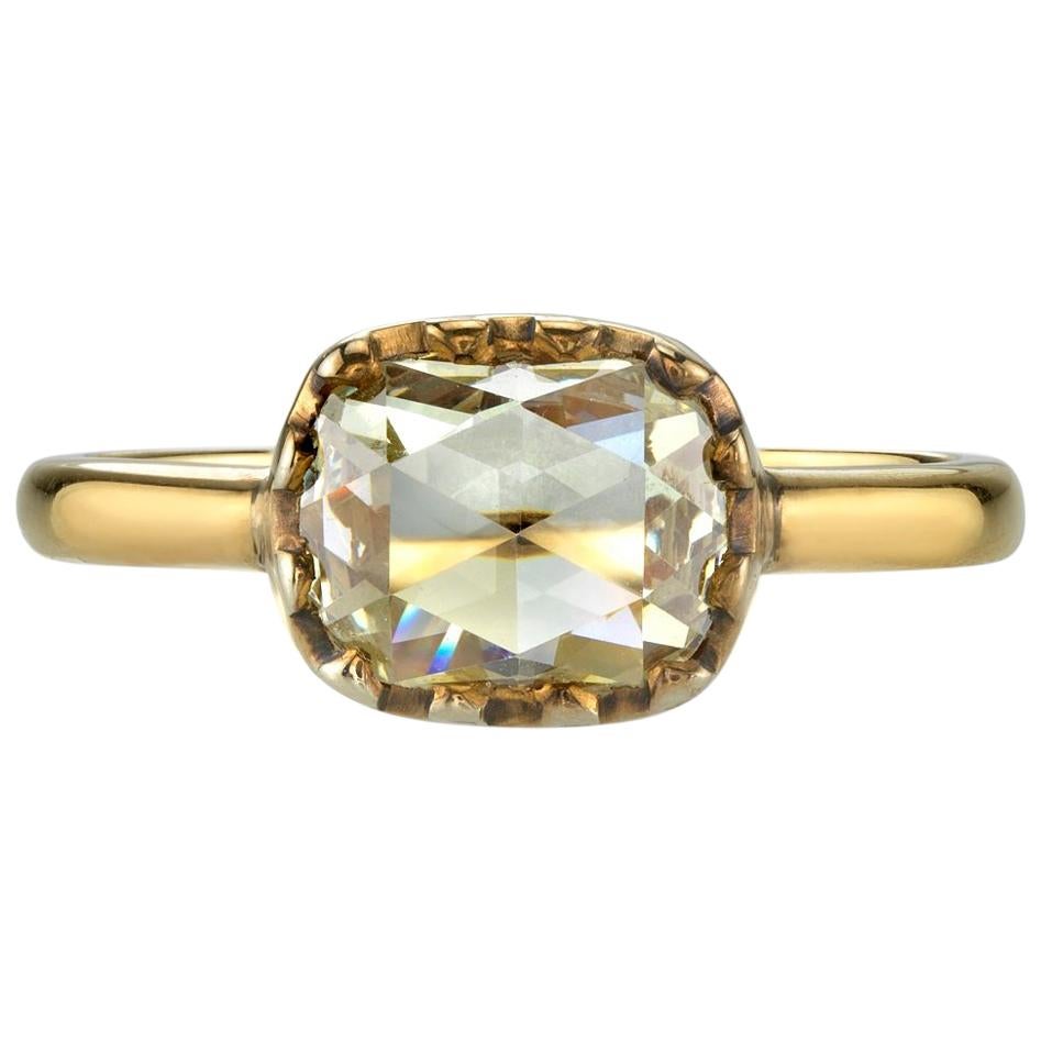 Unique Cushion Rose Cut Diamond Engagement Ring