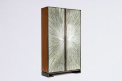 Unique Custom ARJA Bronze Walnut Wardrobe With Straw Doors By Reda Amalou Design