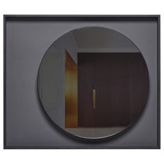 Unique Custom Black Glass Lacquered Wood Frame Mirror MOON By Reda Amalou Design