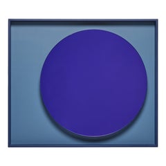 Einzigartiger, maßgefertigter Spiegel „MOON“ mit blauem Glas und lackiertem Holzrahmen, Design von Reda Amalou
