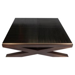 Unique Custom Bronze Legs Black Gabon Ebony Top Coffee Table, Reda Amalou Design