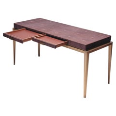 Unique Custom EDHA Shagreen Top Brass Leg Desk with Drawer, Reda Amalou Design