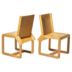 Unique custom fabricated post modern blonde birch Plywood dining set