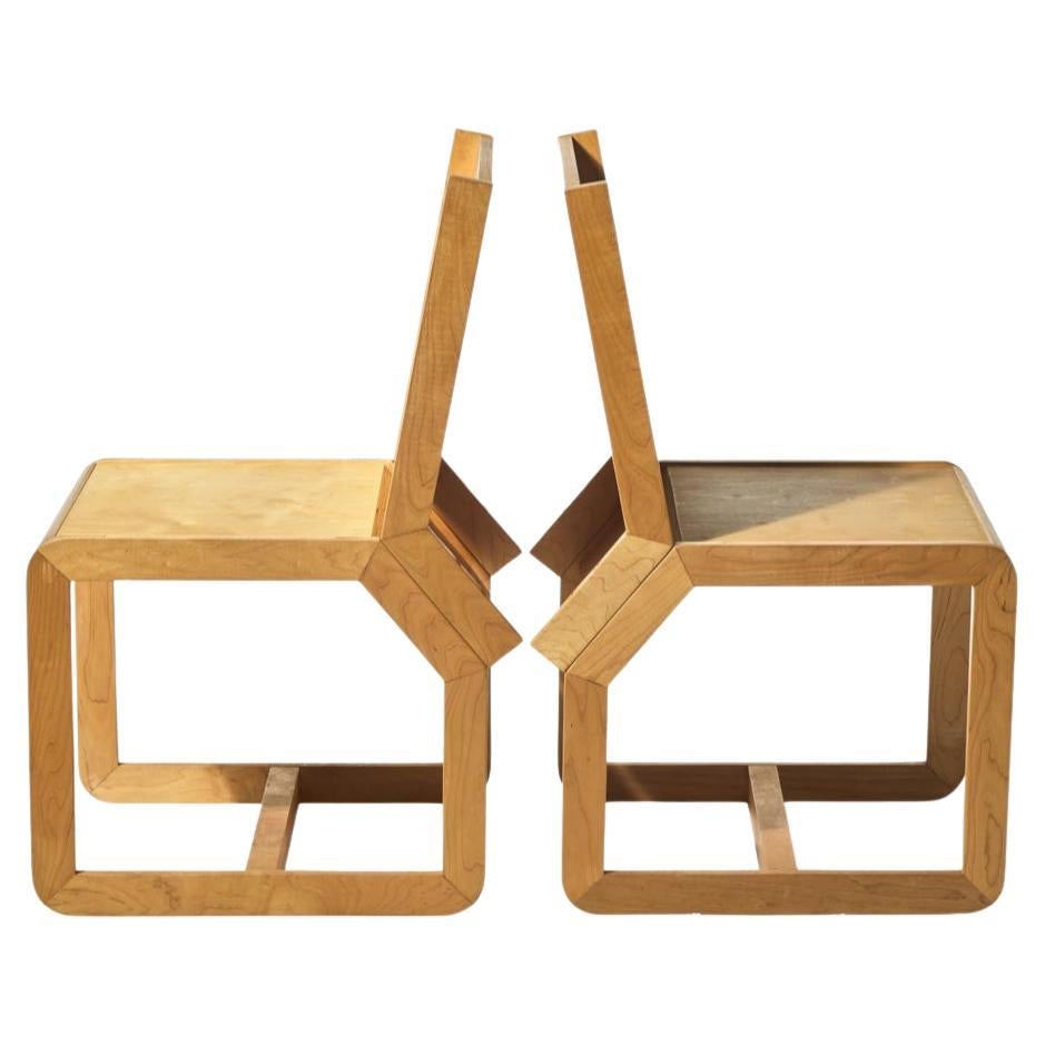 Post-Modern Unique custom fabricated post modern blonde birch Plywood dining set  For Sale