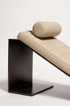 Unique Custom KIMANI Bronze Leather Day Bed with Cushion By Reda Amalou Design
