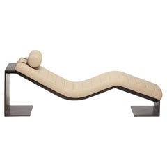 Unique Custom KIMANI Bronze Leather Day Bed with Cushion By Reda Amalou Design