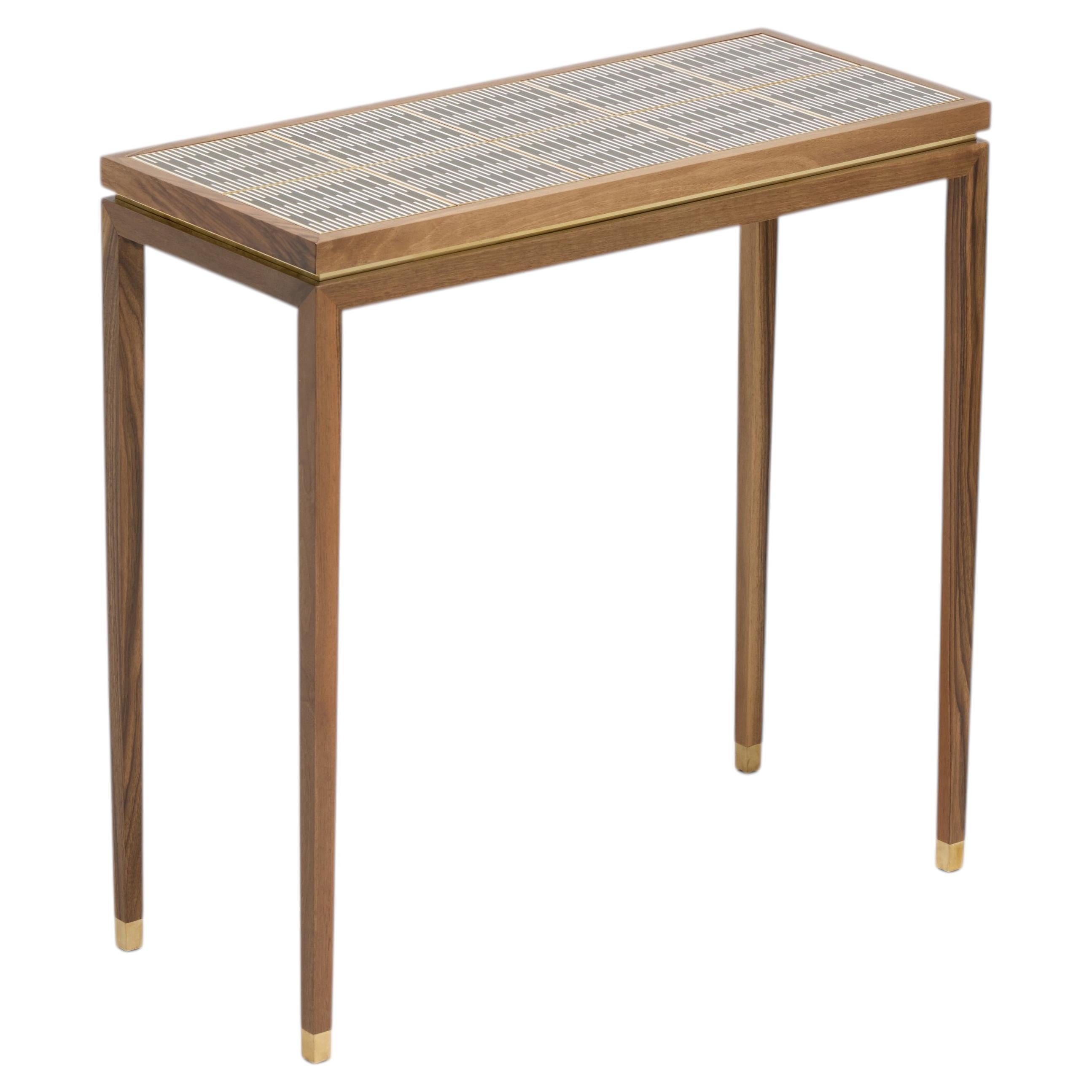 Unique Custom LALA Solid Walnut Bronze Metal Console By Reda Amalou Design For Sale