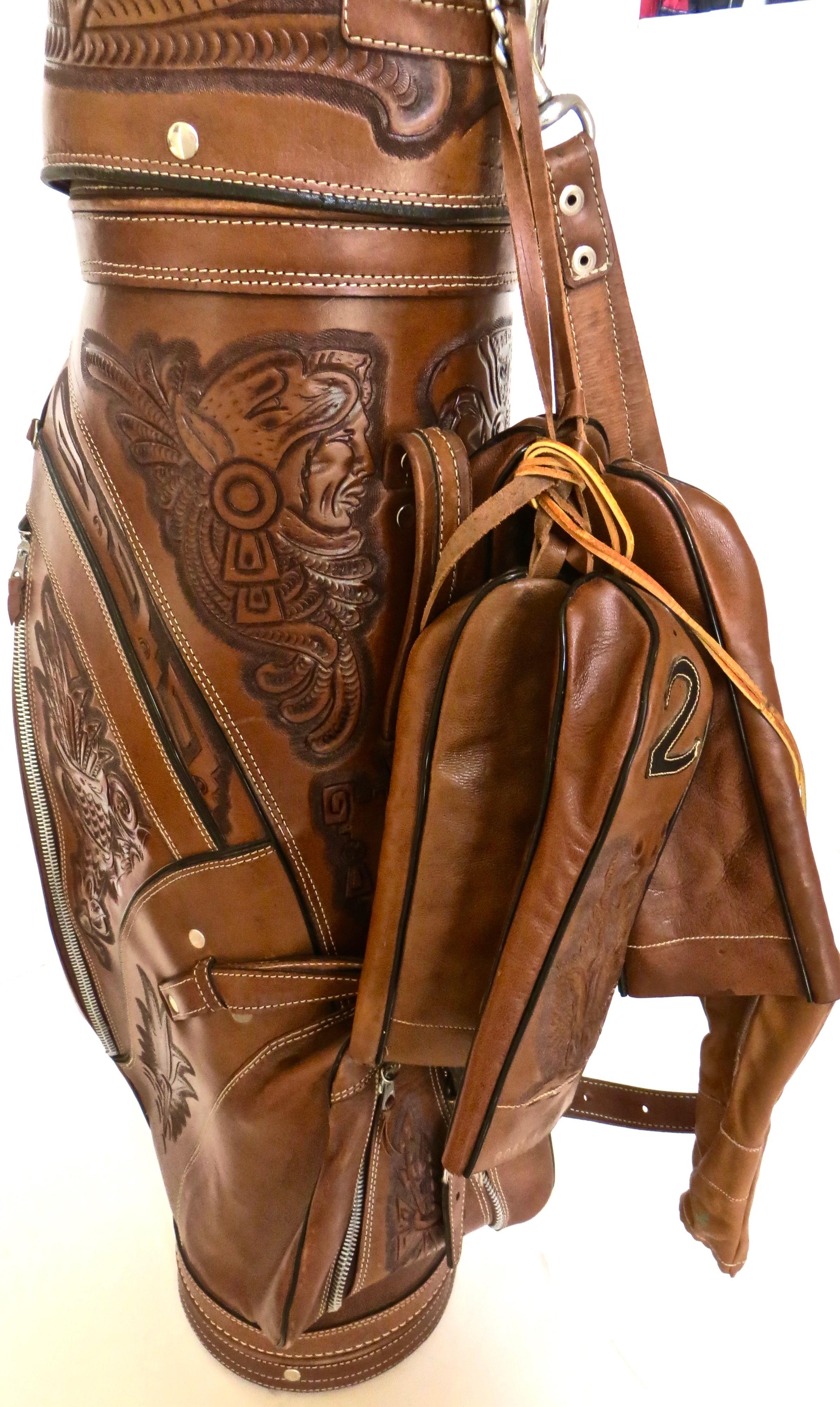 Unique Custom Made Handcrafted Designer Golf Bag in Western Motif, circa 1955 In Excellent Condition For Sale In Incline Village, NV