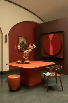 Unique Custom OOMA Burgundy Lacquered Glass Dining Table By Reda Amalou Design