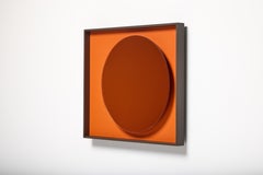 Einzigartiger, maßgefertigter Spiegel „MOON“ mit orange lackiertem Holzrahmen, Design von Reda Amalou
