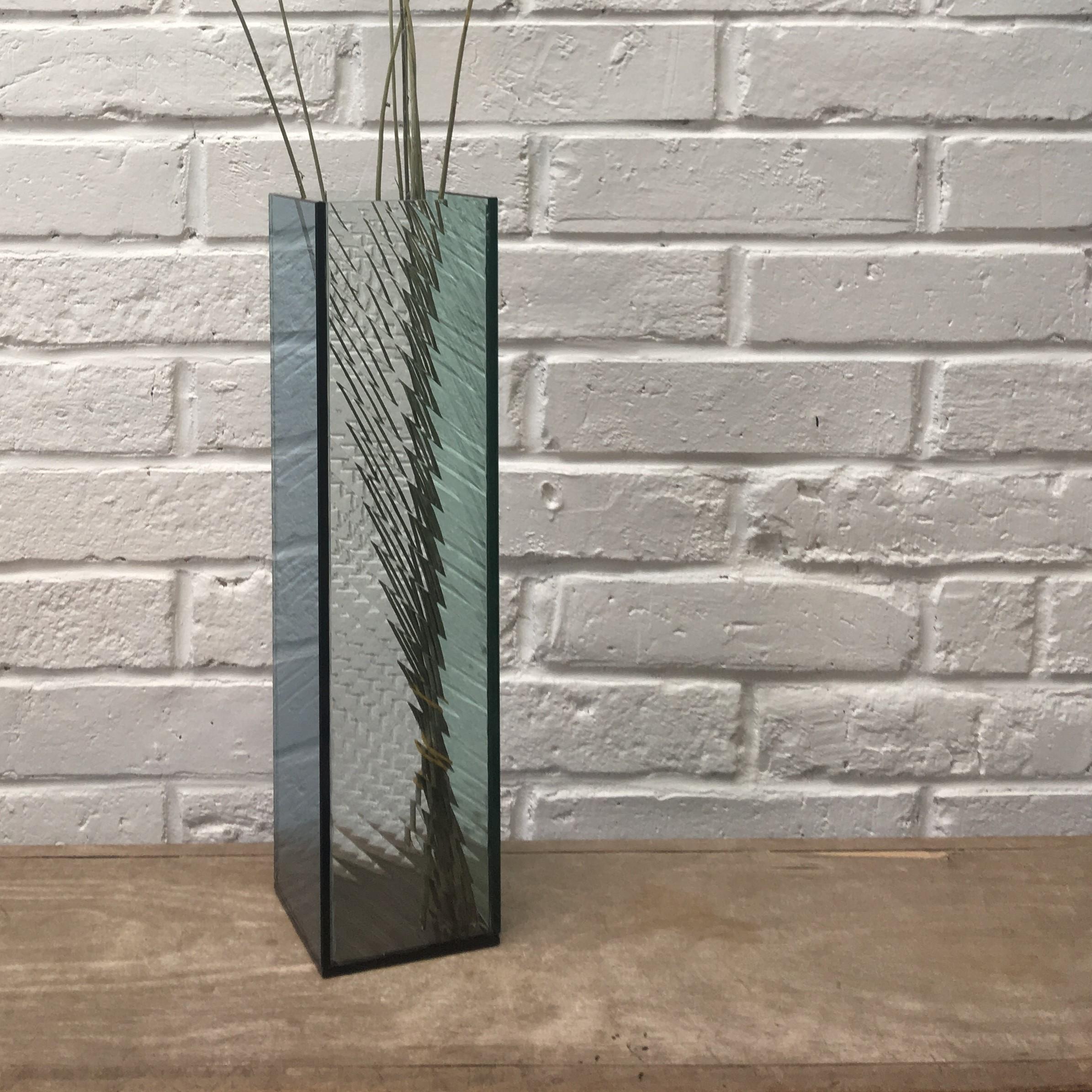 Modern Unique Custom Reeded Panes Vase by Kim Thome