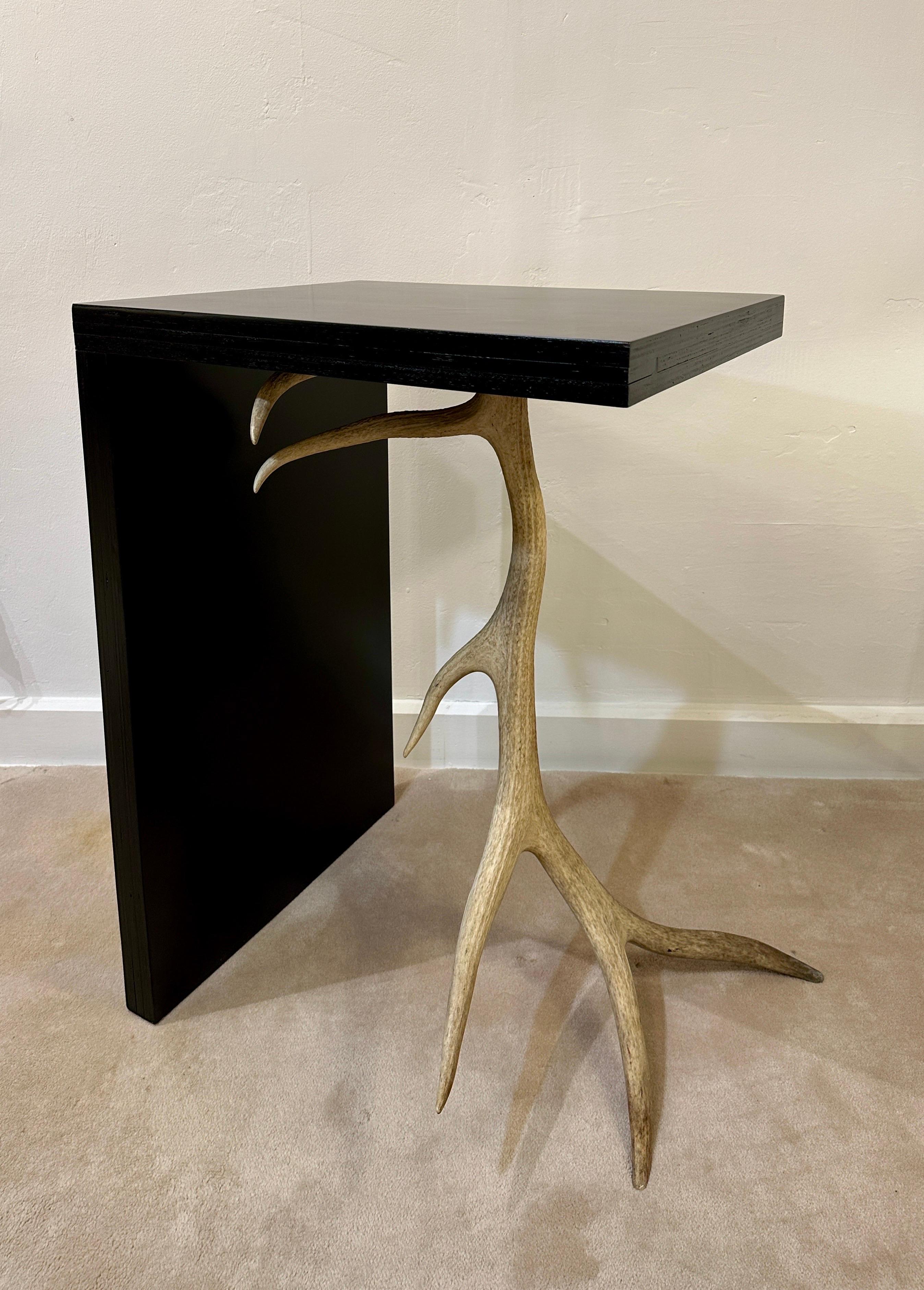 Unique Custom Table/ Pedestal w/ 6 Point Antler Base For Sale 5