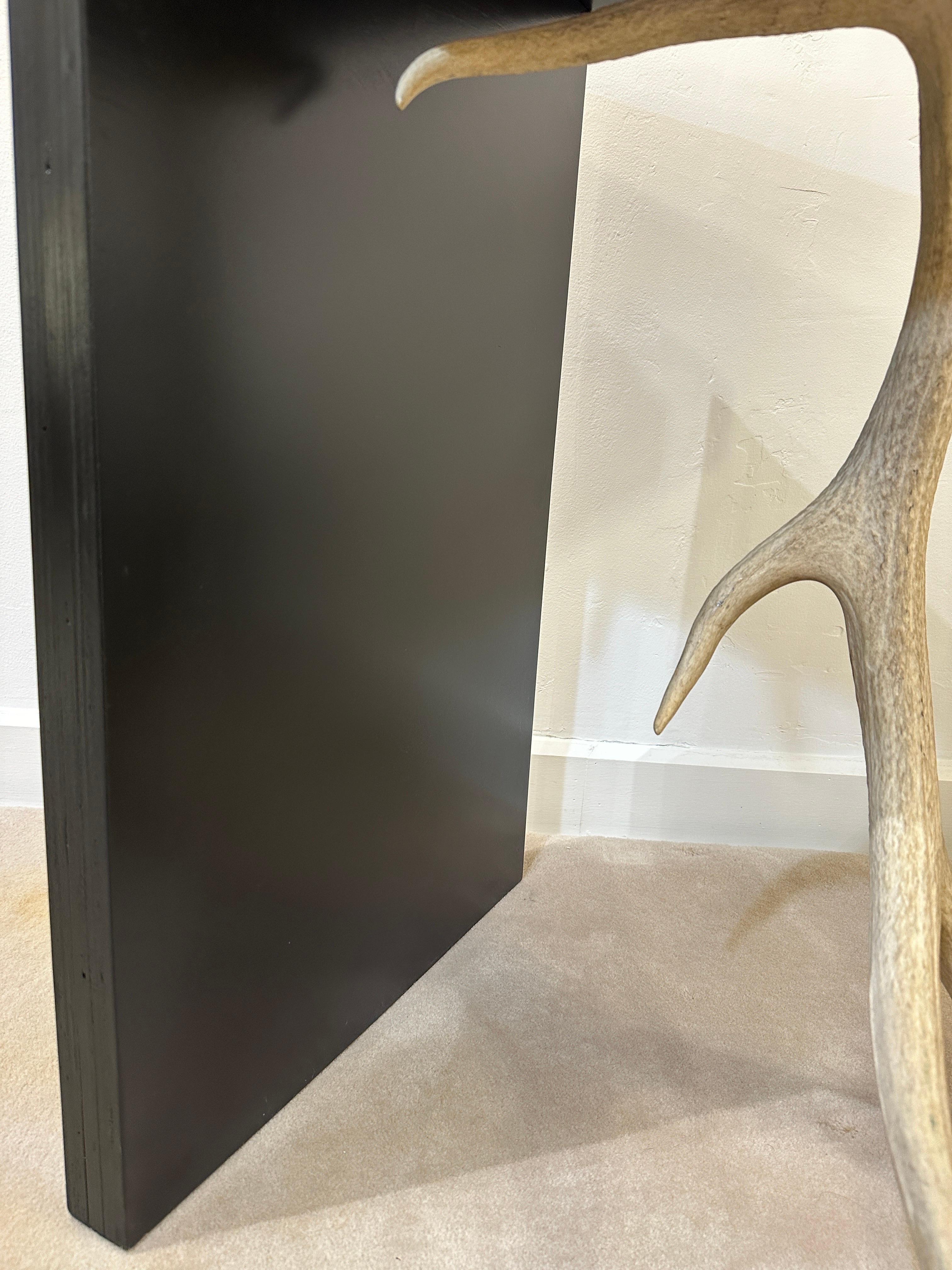 Unique Custom Table/ Pedestal w/ 6 Point Antler Base For Sale 2