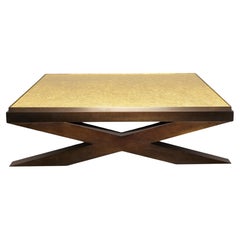 Unique Custom X ORO Bronze Glass Yellow Gold Coffee Table By Reda Amalou Design