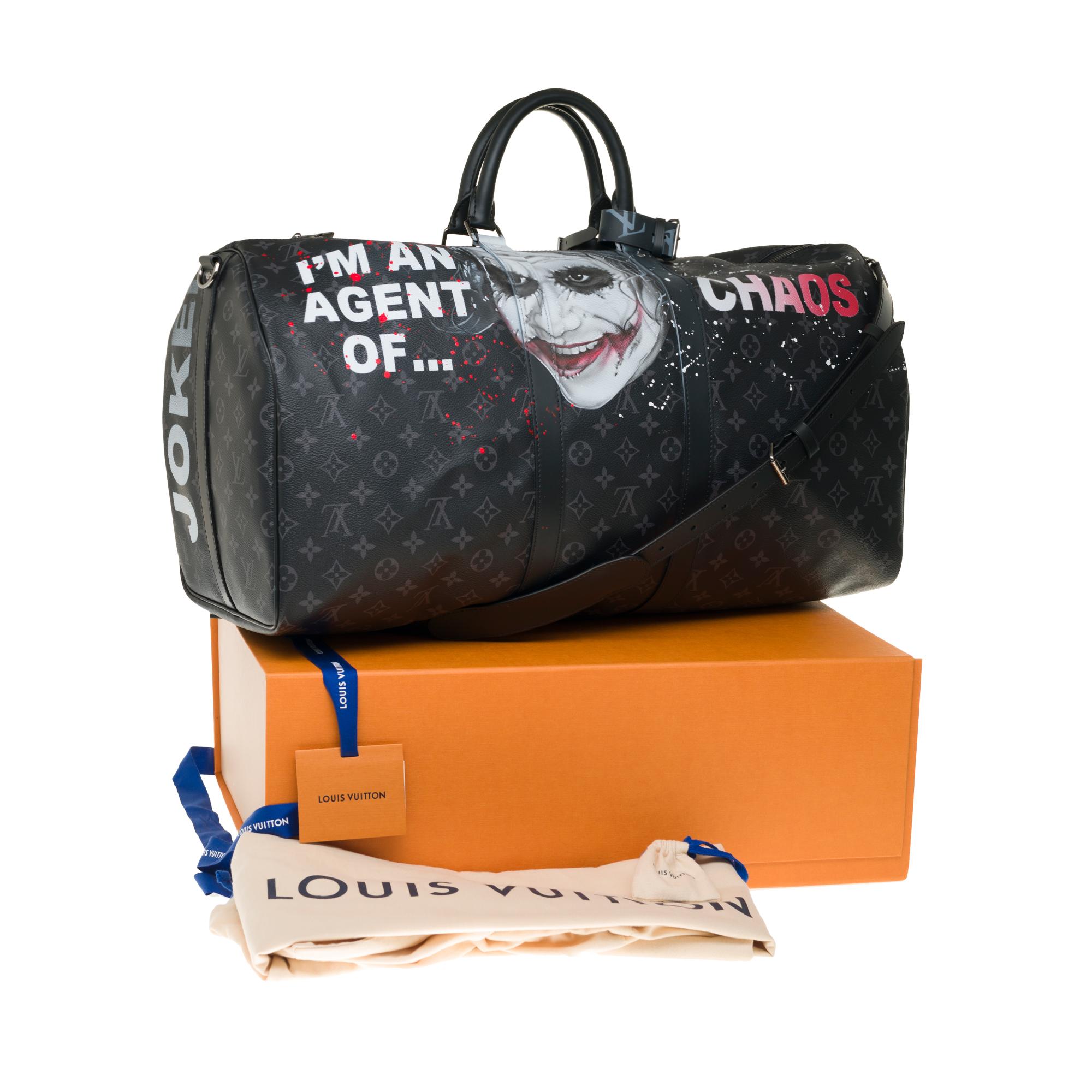UNIQUE Customized BATBAG III Travel bag Louis Vuitton Keepall 55 éclipse strap 5