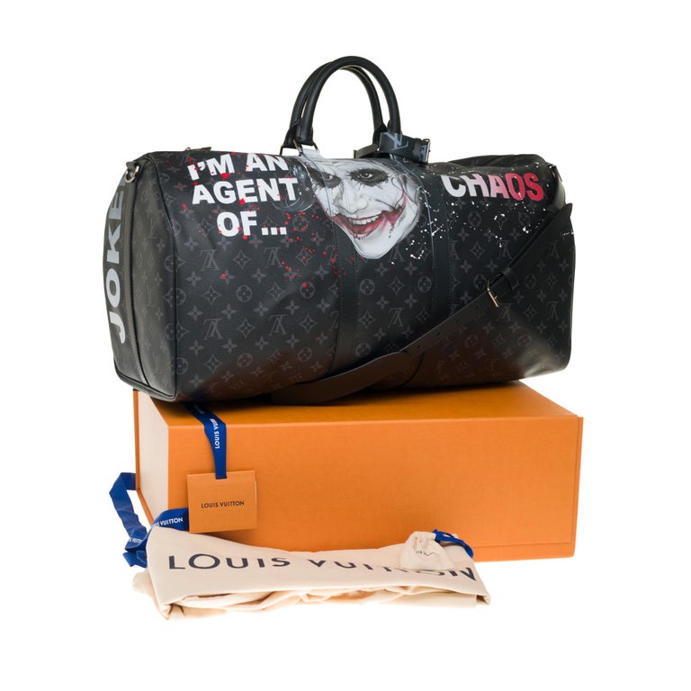 UNIQUE Customized BATBAG III Travel bag Louis Vuitton Keepall 55 éclipse strap 6