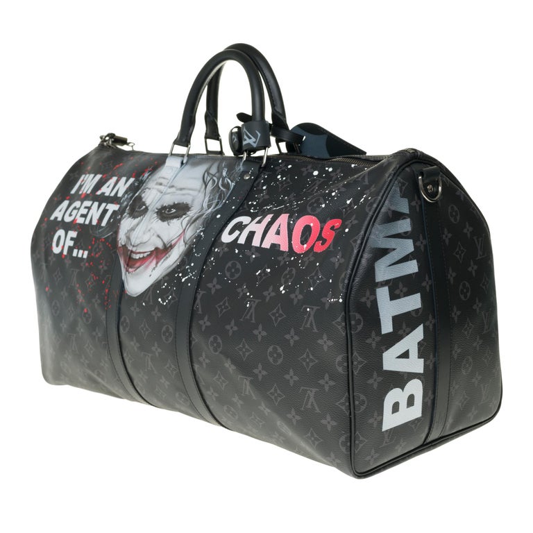 UNIQUE Customized BATBAG III Travel bag Louis Vuitton Keepall 55 éclipse strap In New Condition In Paris, IDF
