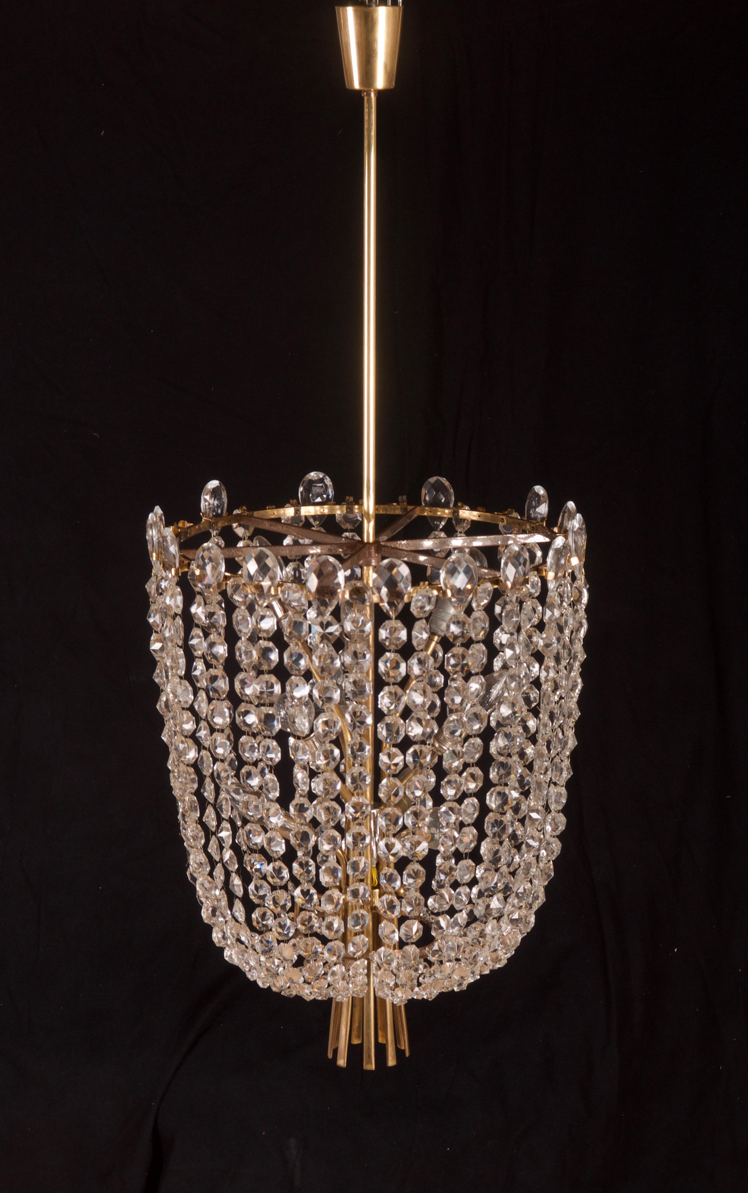 Unique Cut Crystal Rondino Chandelier by J.T. Kalmar For Sale 3