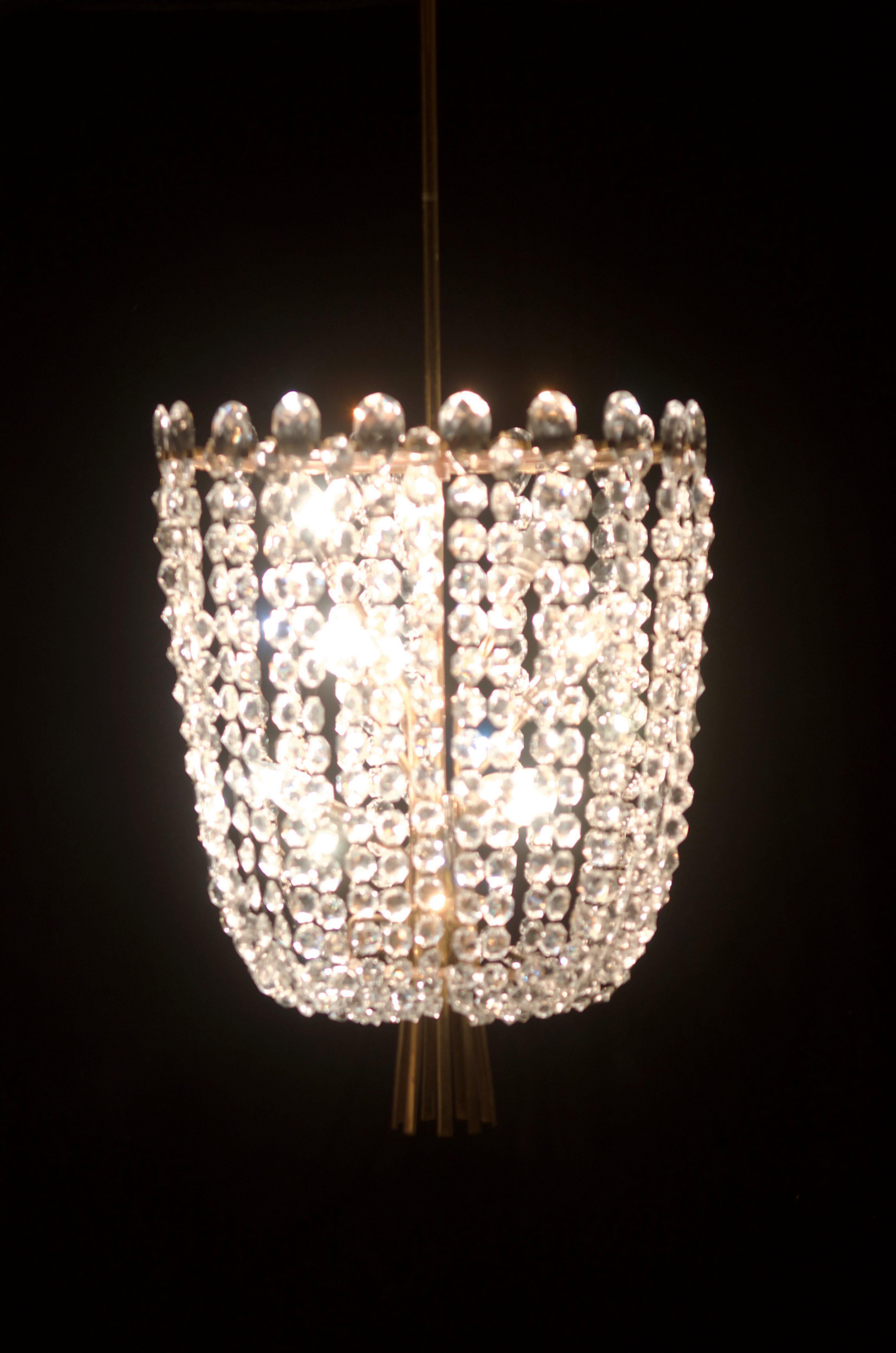 Mid-20th Century Unique Cut Crystal Rondino Chandelier by J.T. Kalmar For Sale
