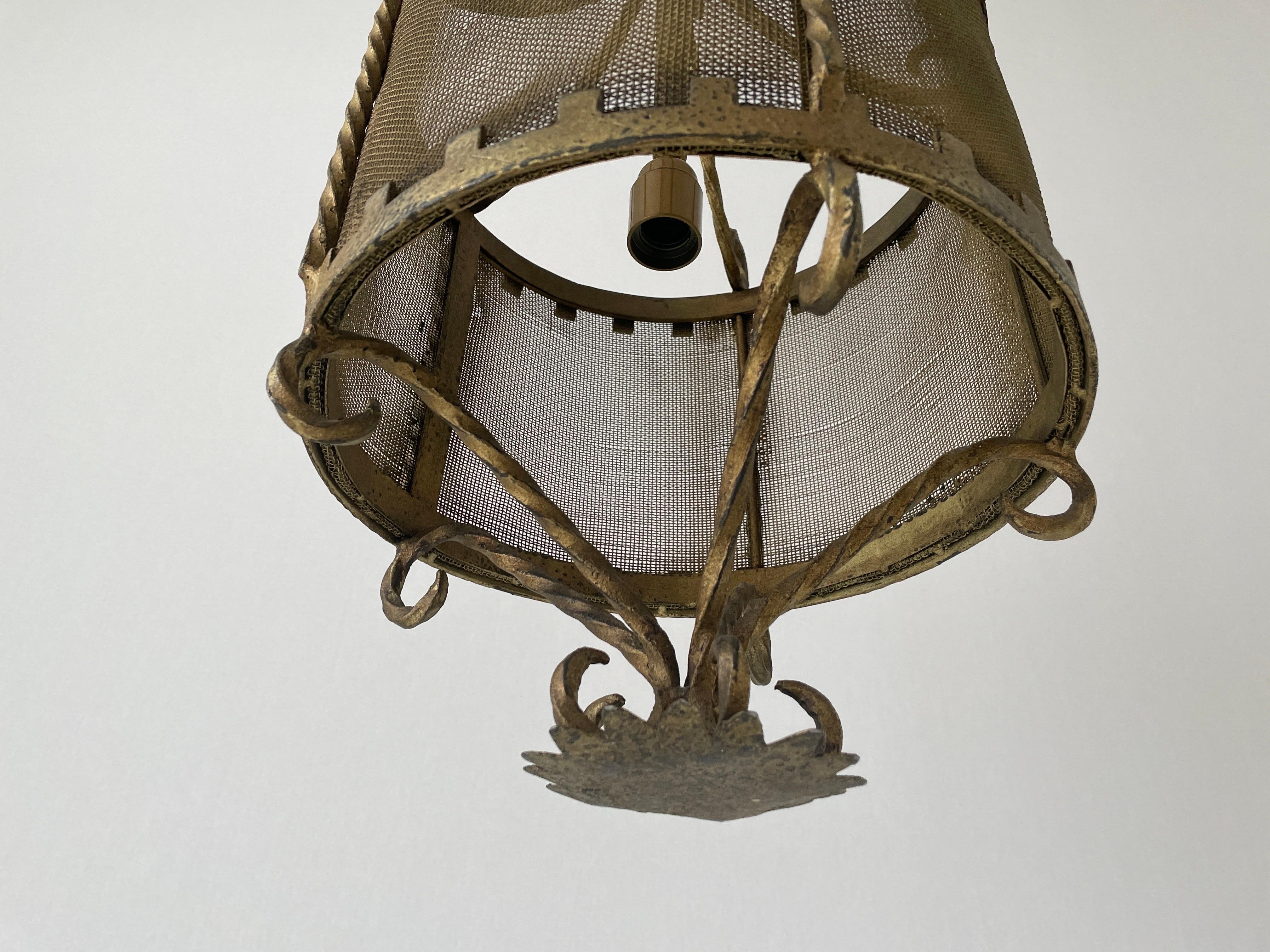 Mid-20th Century Unique Cylindrical Wrought Iron Hall Ceiling Lamp, 1940s, Germany