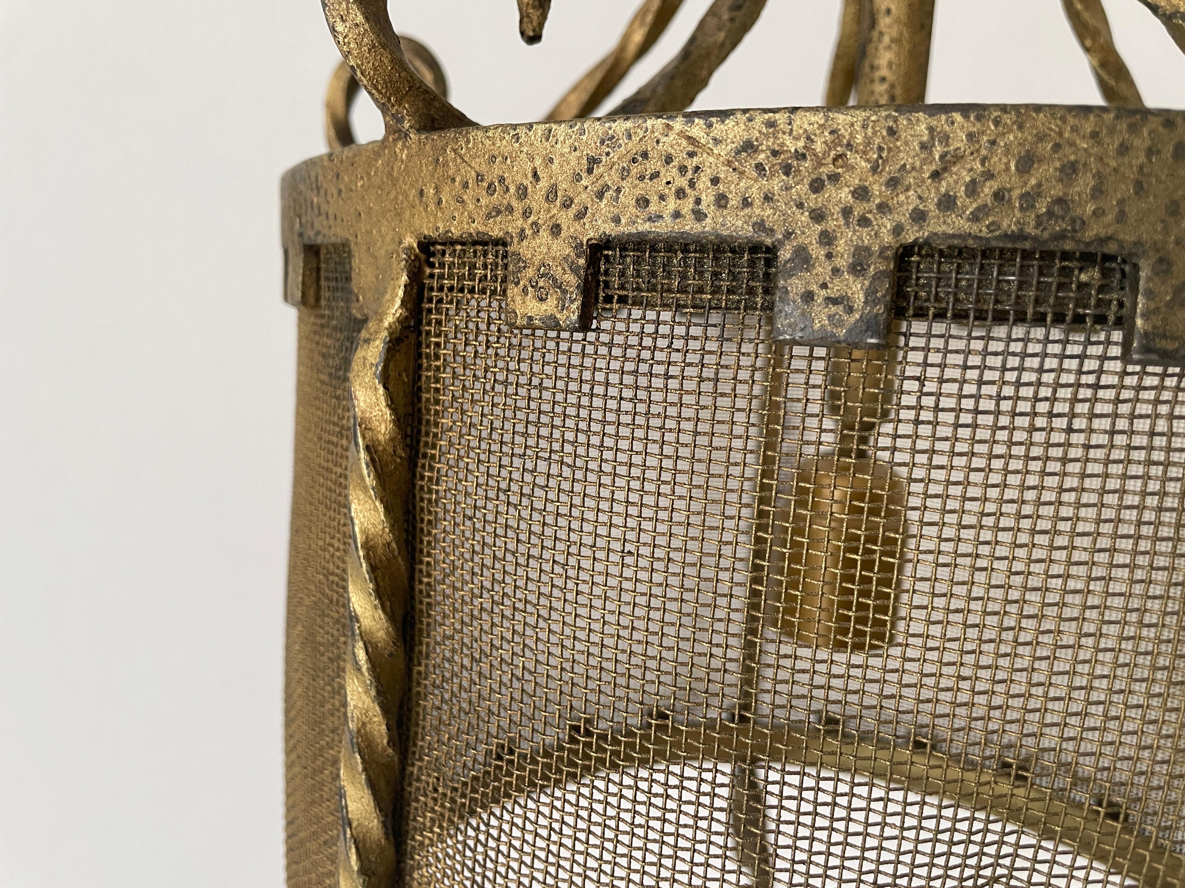 Unique Cylindrical Wrought Iron Hall Ceiling Lamp, 1940s, Germany 1