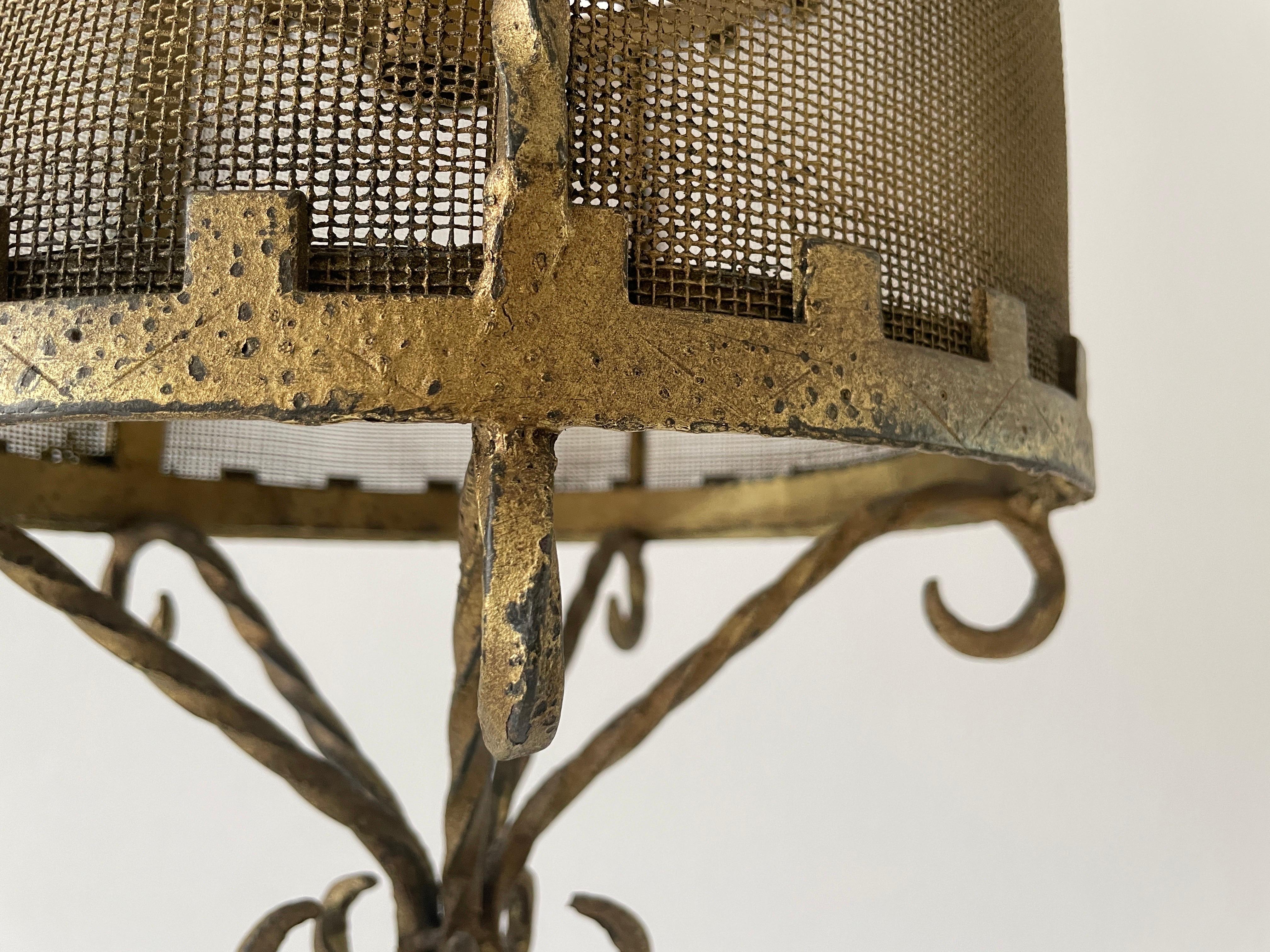 Unique Cylindrical Wrought Iron Hall Ceiling Lamp, 1940s, Germany 3