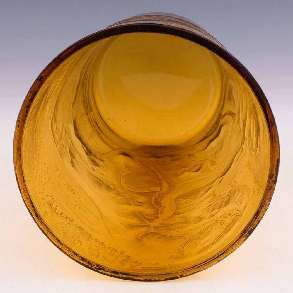 Unique Czech Amber Acid Etched Cameo Midcentury Modern Vase c1955 For Sale 2