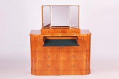 Unique Czech Art Deco Dressing Table with Mirror, Cherry-Tree, Restored, 1920s