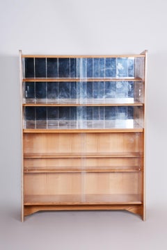 Unique Czech Ash Mid-Century Bookcase, 1950s, Well Preserved Condition