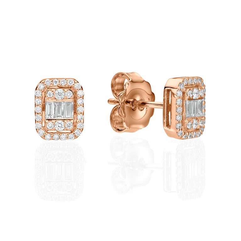 Unique Dainty Diamond Earrings 0.49 Carat 18 Karat Gold Diamond