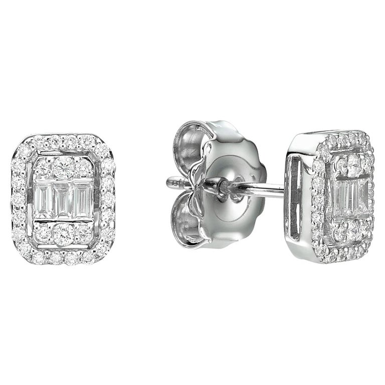 Unique Dainty Diamond Earrings 0.49 Carat 18 Karat Gold Diamond