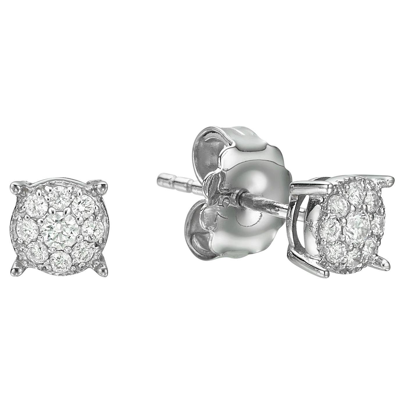 Unique Teardrop Stud Diamond Earrings 0.34 Carat 18K Gold Solid Gold