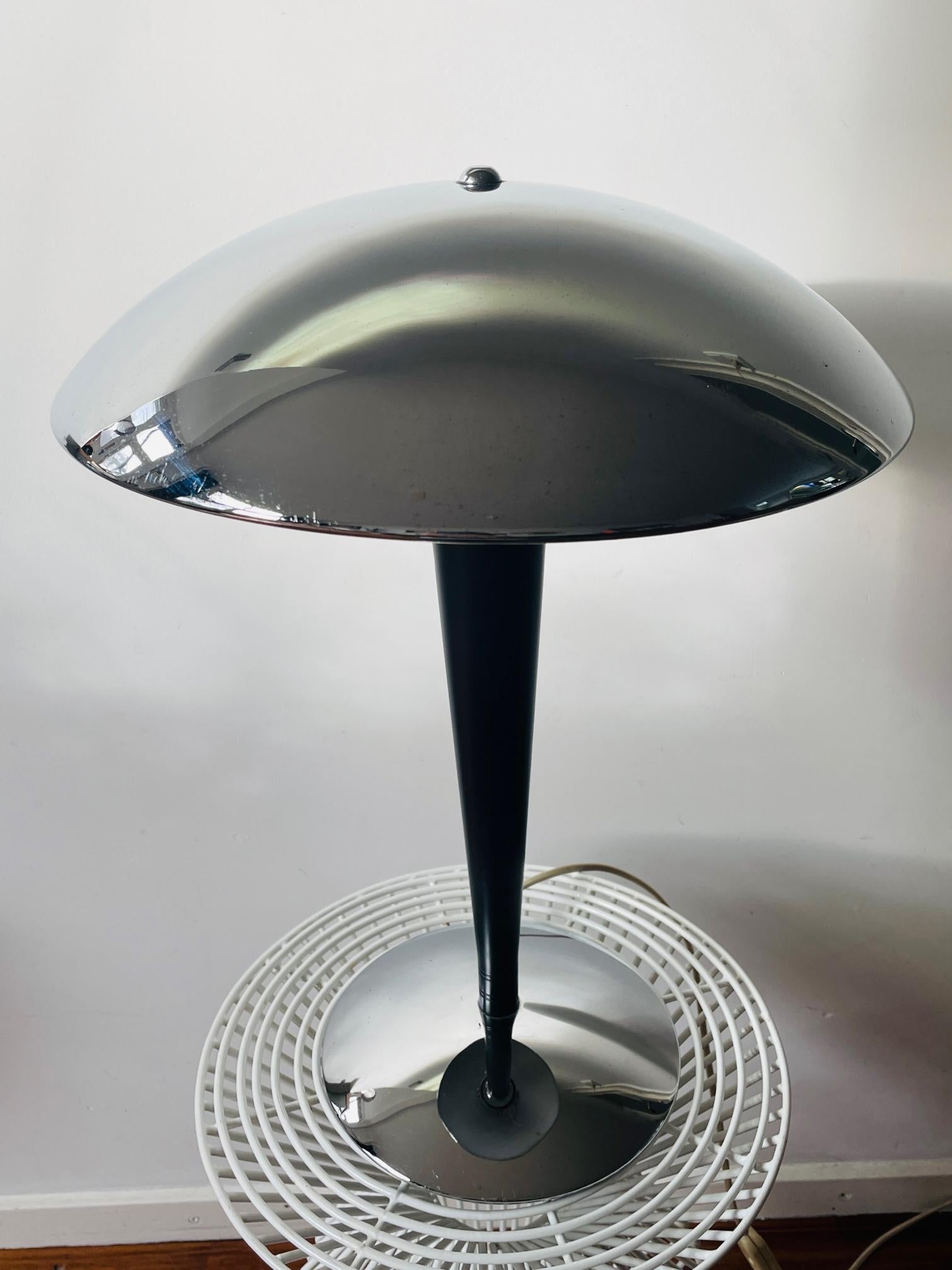 Swedish Unique Dakapo Lamp. Chrome art deco table lamp Ikea 1980s. Bauhaus mushroom lamp For Sale