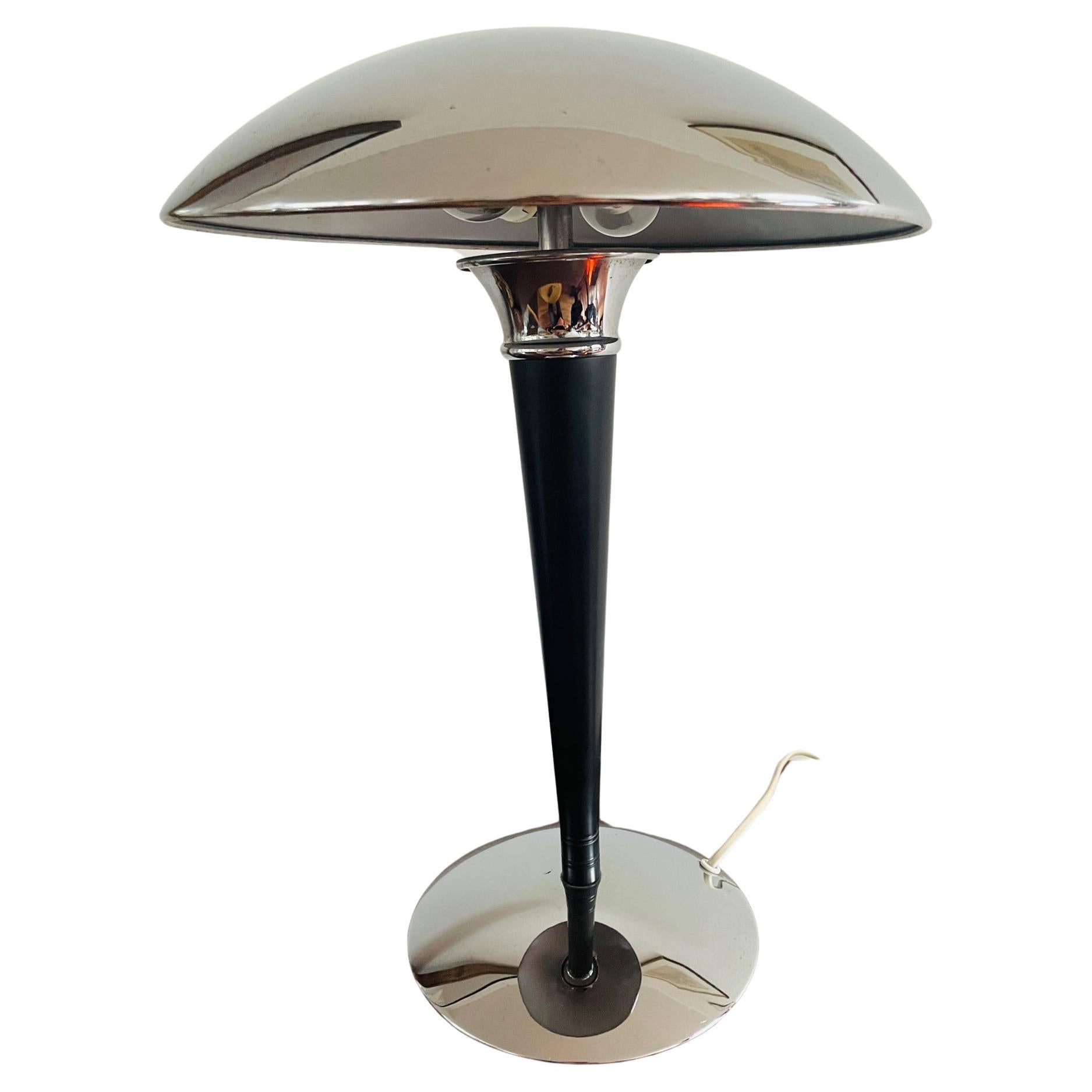 Einzigartige Dakapo-Lampe. Verchromte Art-déco-Tischlampe Ikea 1980er Jahre. Bauhaus Pilzlampe