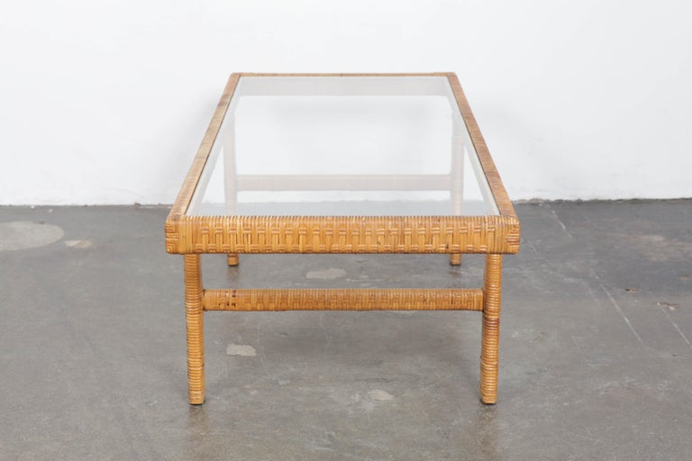 Unique Danish 1960s Rattan And Glass Top Mid Century Modern Coffee Table For Sale At 1stdibs