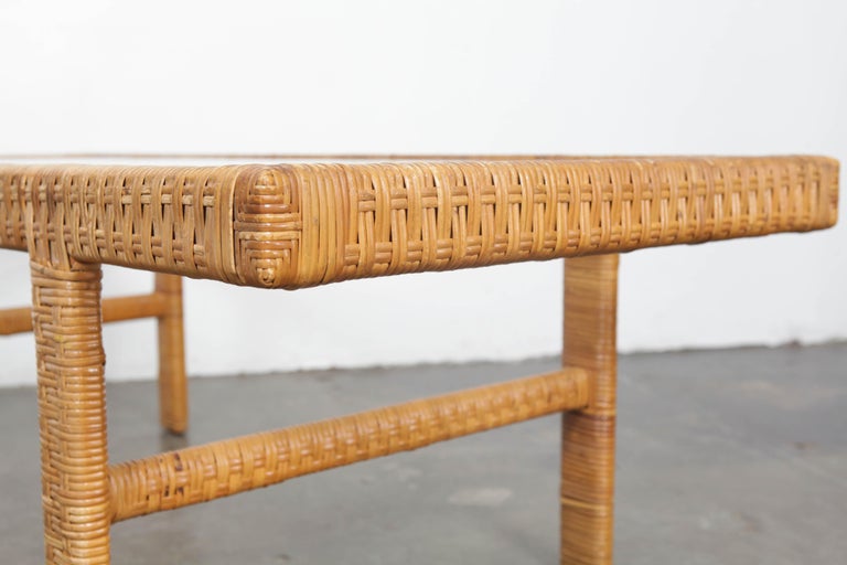 Unique Danish 1960s Rattan And Glass Top Mid Century Modern Coffee Table For Sale At 1stdibs