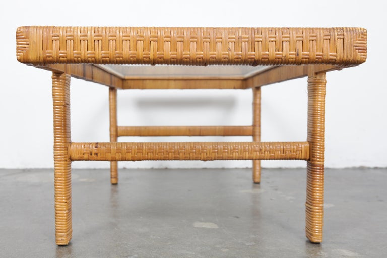 Unique Danish 1960s Rattan And Glass Top Mid Century Modern Coffee Table For Sale At 1stdibs