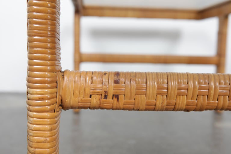 Unique Danish 1960s Rattan And Glass Top Mid Century Modern Coffee Table For Sale At 1stdibs