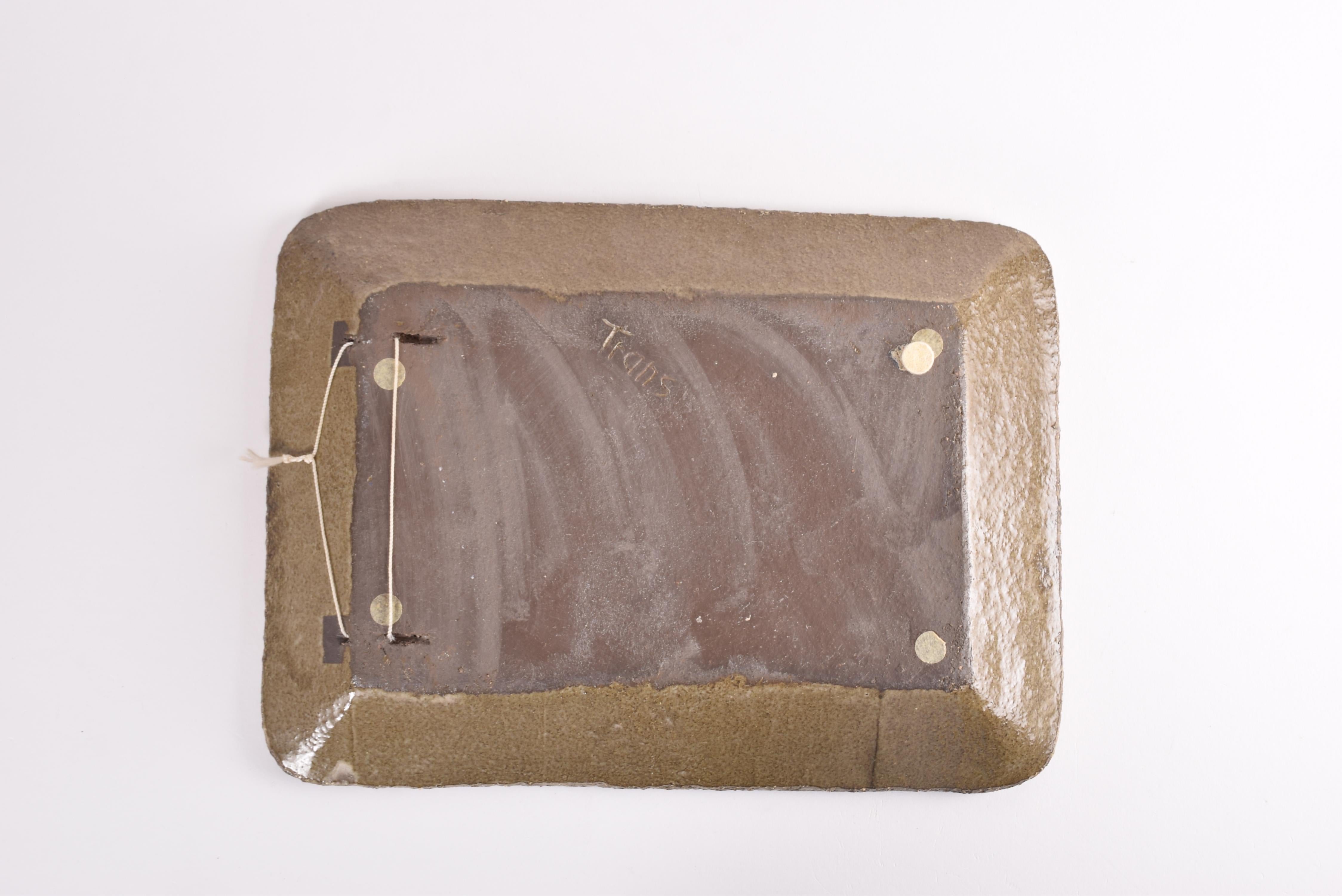 Unique Danish Brutalist Ceramic Wall Decor Abstract Art by Trans, Large, 1970s en venta 1