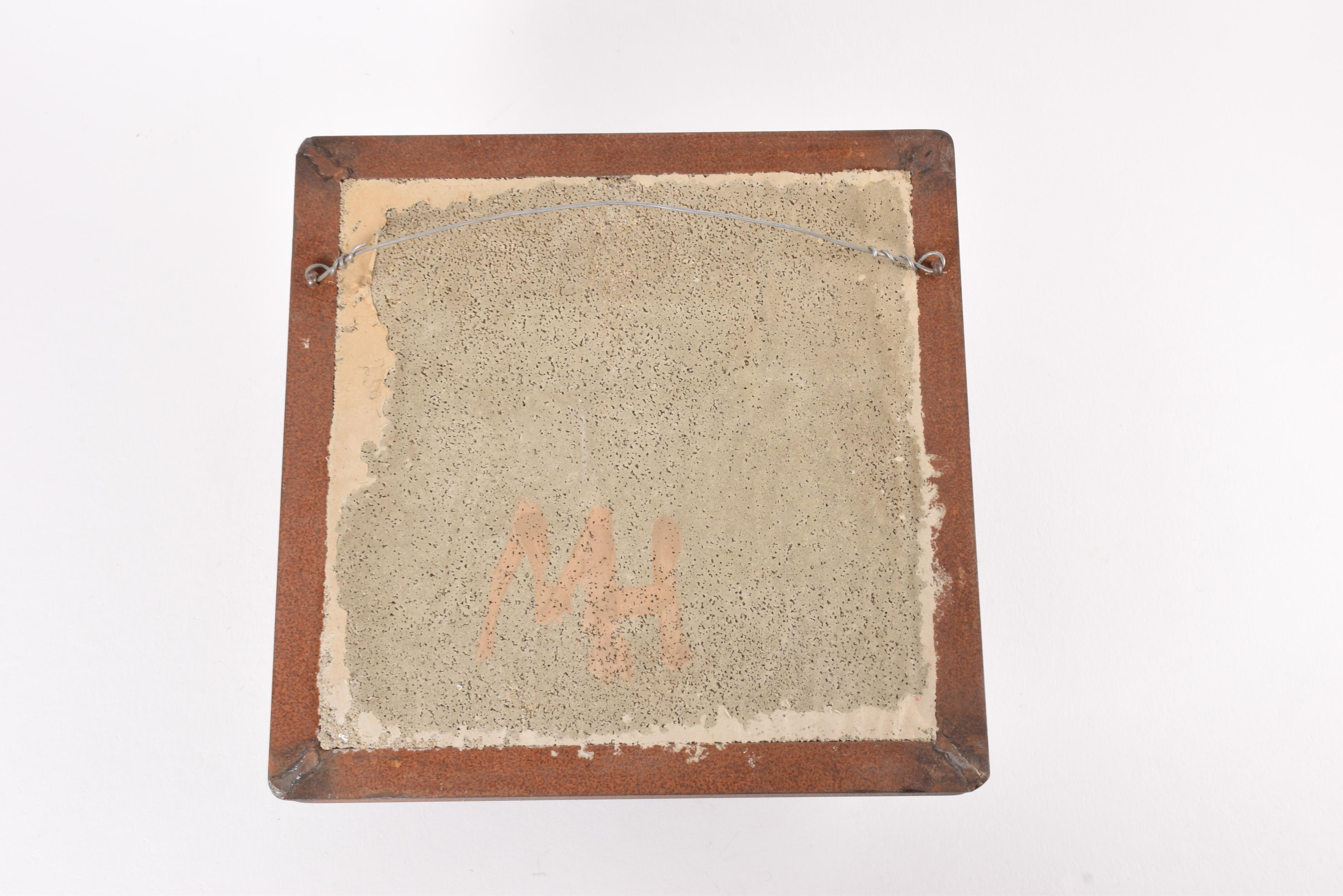 Unique Danish Brutalist Large Ceramic Wall Art with Mirror by Mette Høm ca 1970s For Sale 12