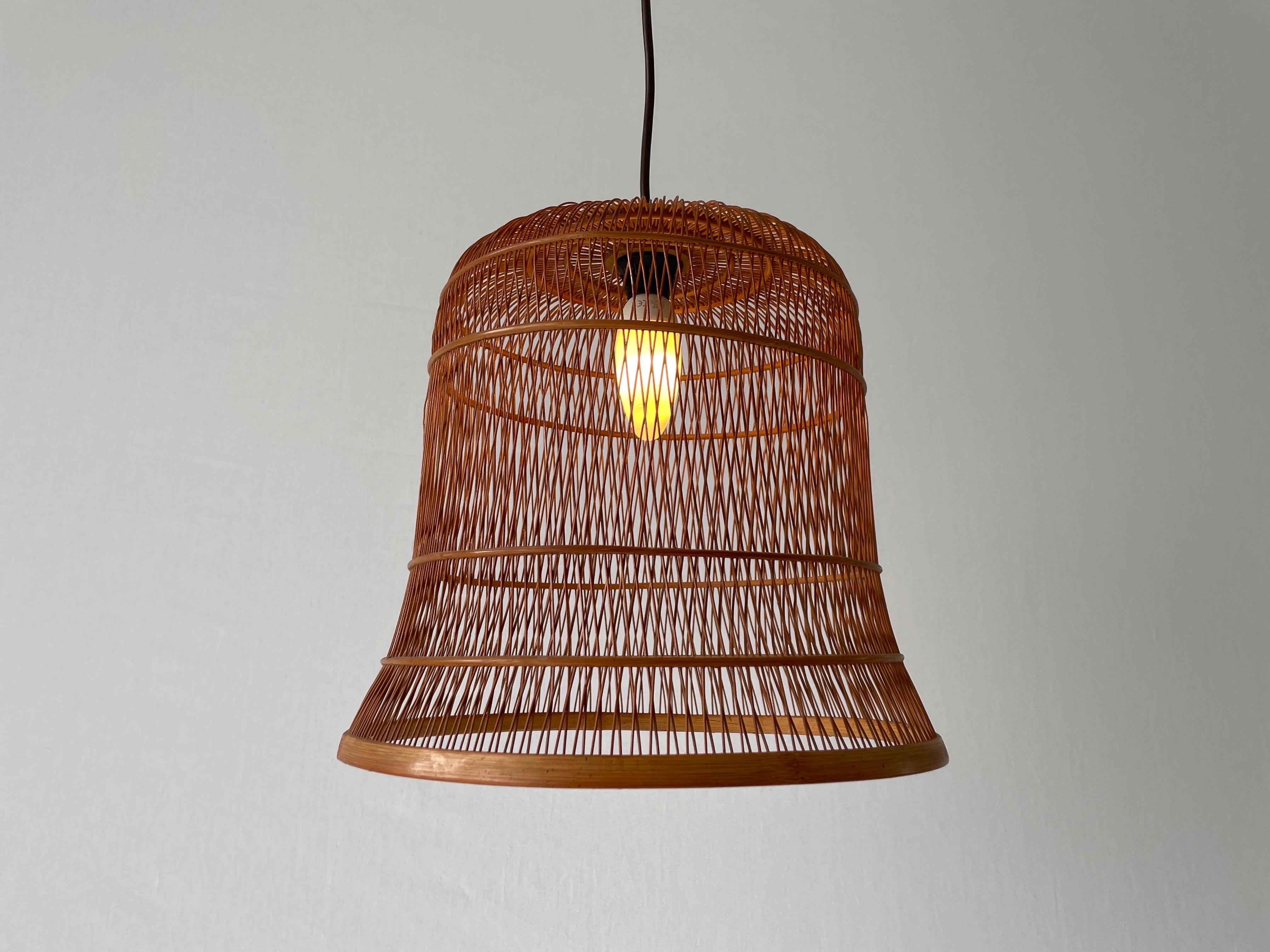 Unique Danish Cage Design Wood Pendant Lamp, 1960s, Denmark For Sale 4