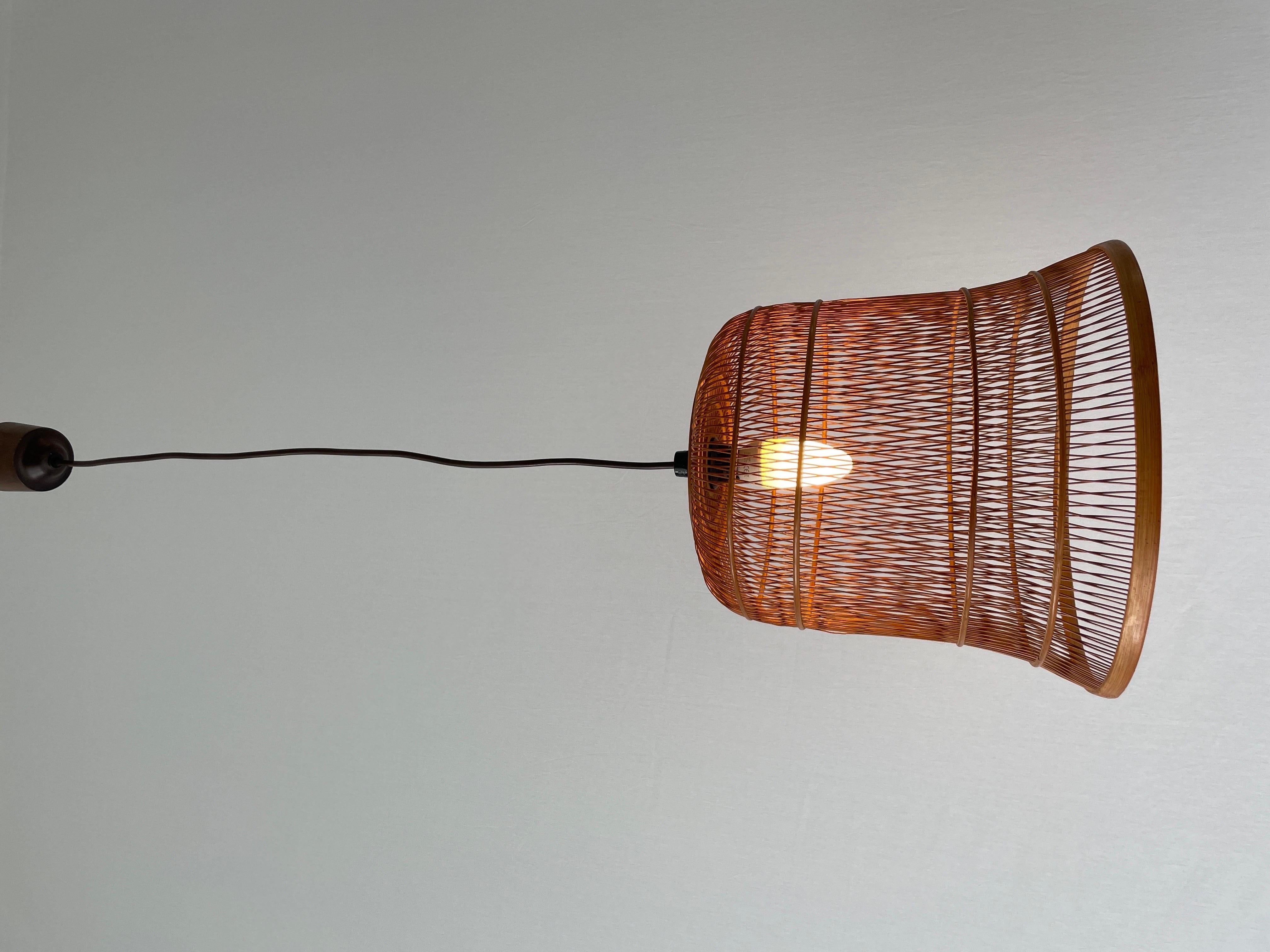 Unique Danish Cage Design Wood Pendant Lamp, 1960s, Denmark For Sale 9