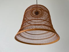 Unique Danish Cage Design Wood Pendant Lamp, 1960s, Denmark