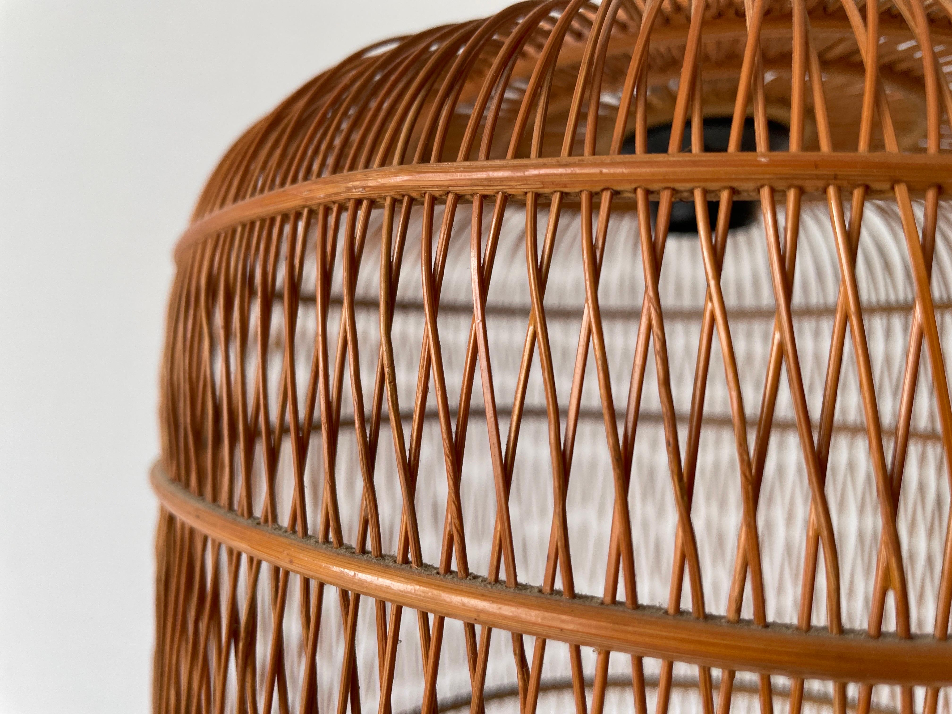 Mid-20th Century Unique Danish Cage Design Wood Pendant Lamp, 1960s, Denmark For Sale