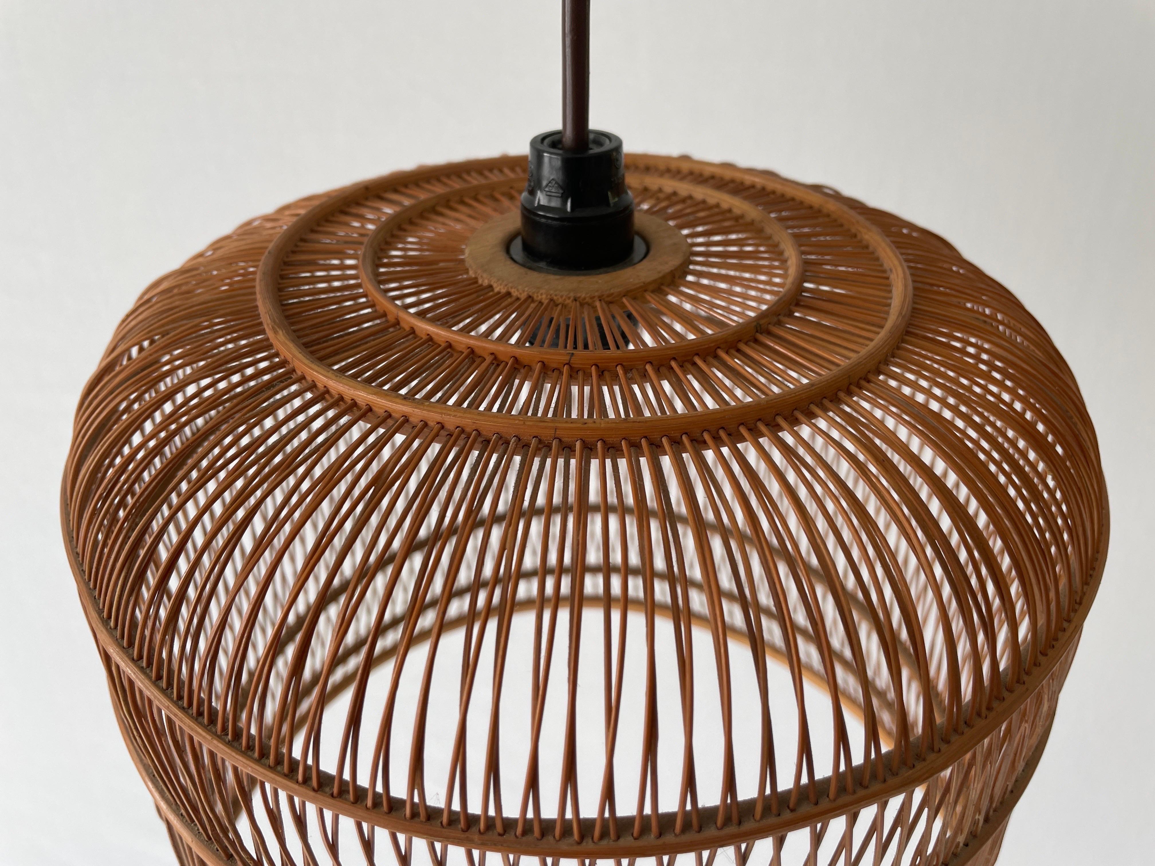 Unique Danish Cage Design Wood Pendant Lamp, 1960s, Denmark For Sale 2