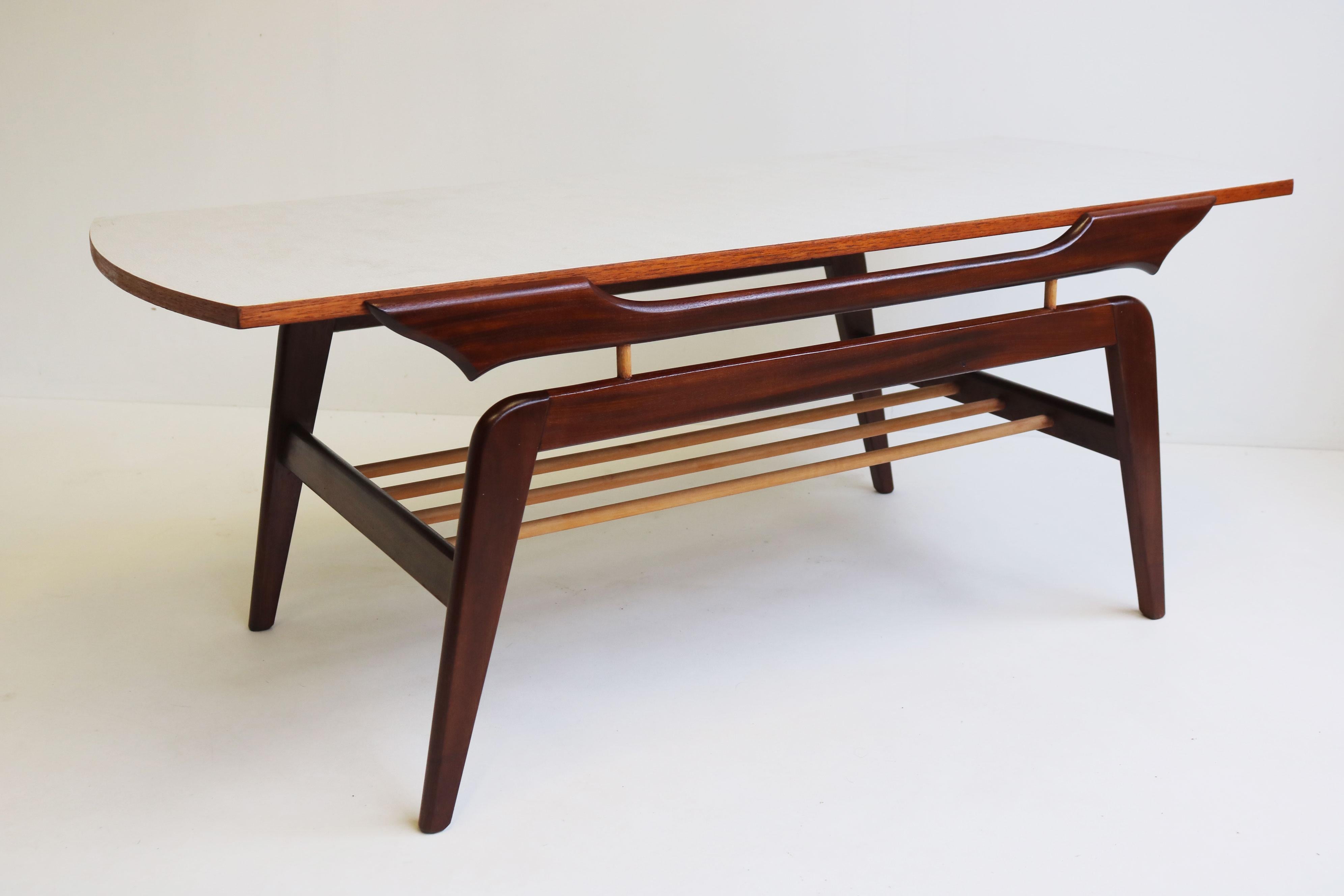 Unique Danish Design Coffee Table flip top teak and beech 1950 mid-century For Sale 6